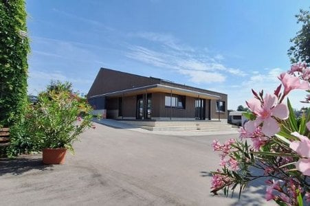 Sanitärhaus auf dem Campingplatz Sonnenhof in Ellwangen.